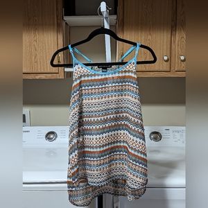 American Dream Sheer Boho Noodle Strap Tank Top Women's Size L